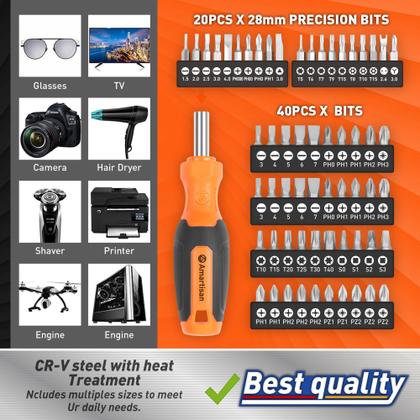 Conjunto de chave de fenda magnética de 86 peças da Amatisan com