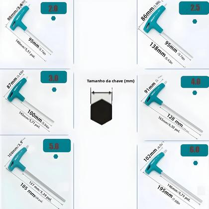 Imagem de Conjunto De Chaves Allen Hexagonais Com Cabo Em T, Ferramentas Para Reparação De Bicicletas, Chaves