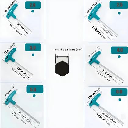 Imagem de Conjunto De Chaves Allen Hexagonais Com Cabo Em T, Ferramentas Para Reparação De Bicicletas, Chaves