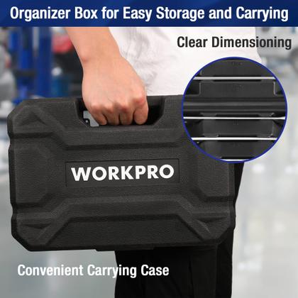 Imagem de Conjunto de chaves combinadas com catraca WORKPRO, 22 peças