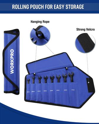 Imagem de Conjunto de chaves combinadas com catraca WORKPRO, 8 peças, 8-17 mm