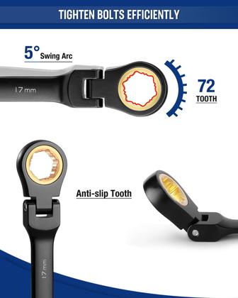 Imagem de Conjunto de chaves combinadas com catraca WORKPRO, 8 peças, 8-17 mm