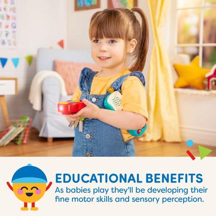 Imagem de Conjunto de chaves de brinquedo Battat com 3 teclas e controle remoto com 4 sons de 10 meses ou mais