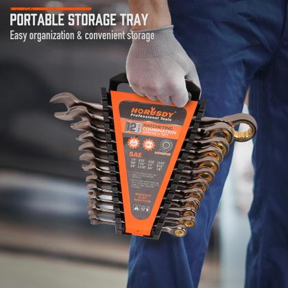 Imagem de Conjunto de chaves de catraca HORUSDY 12 peças SAE 1/4” a 7/8”
