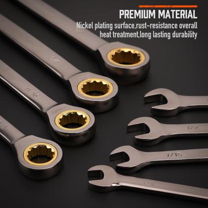 Imagem de Conjunto de chaves de catraca HORUSDY 12 peças SAE 1/4” a 7/8”