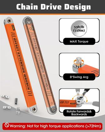 Imagem de Conjunto de chaves de extensão offset XKONE 15,4 cm com adaptadores e soquete