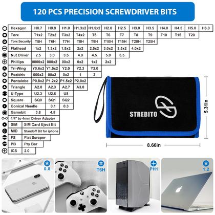 Imagem de Conjunto de chaves de fenda de precisão STREBITO Electronics 142 peças