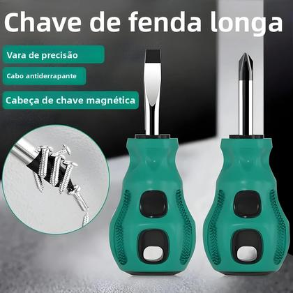Imagem de Conjunto De Chaves De Fenda Magnéticas Mini Com Cabo Curto, Portátil, Tipo Rabanete, Chave Plana E