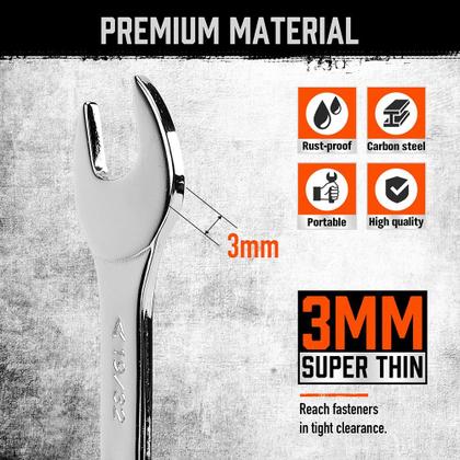 Imagem de Conjunto de chaves HORUSDY Thin Open End de 9 peças SAE 1/4-1 com bolsa