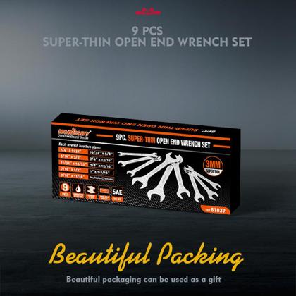 Imagem de Conjunto de chaves HORUSDY Thin Open End de 9 peças SAE 1/4-1 com bolsa