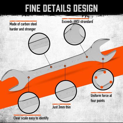 Imagem de Conjunto de chaves HORUSDY Thin Open End de 9 peças SAE 1/4-1 com bolsa