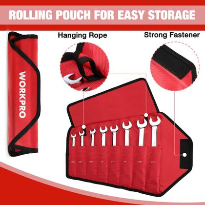 Imagem de Conjunto de chaves WORKPRO Flex-Head Ratcheting 8 peças SAE 5/16-3/4 pol