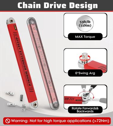 Imagem de Conjunto de chaves XKONE, extensão offset de 39 cm com 4 adaptadores