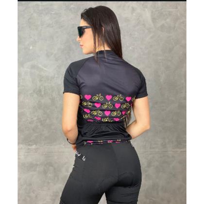 Imagem de Conjunto de Ciclismo Feminino Camisa e Bermuda Espuma Com Bolsos Mtb