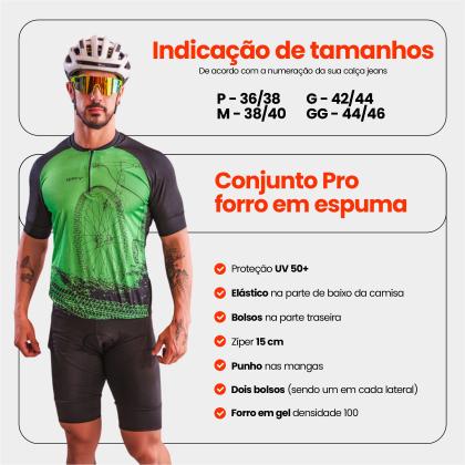 Imagem de Conjunto de Ciclismo Masculino- Camisa Bike Roda Azul (PRO) e Bermuda Espuma WAY