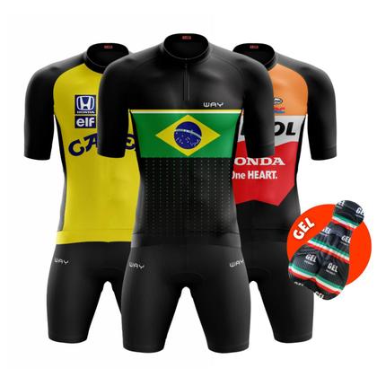 Imagem de Conjunto de Ciclismo Masculino Pro Forro Gel Ciclistas Pedal Bike