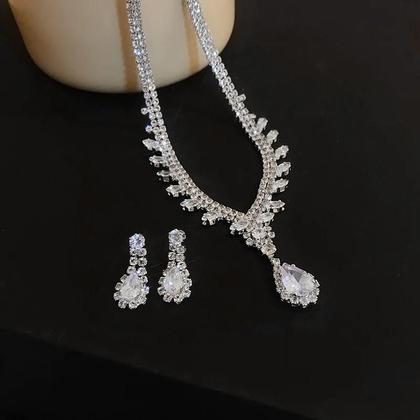 Imagem de Conjunto De Colar E Brincos Com Flor De Strass Grande Para Mulheres, Joias Para Casamento E Festas