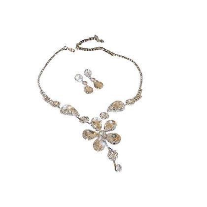 Imagem de Conjunto De Colar E Brincos Com Flor De Strass Grande Para Mulheres, Joias Para Casamento E Festas
