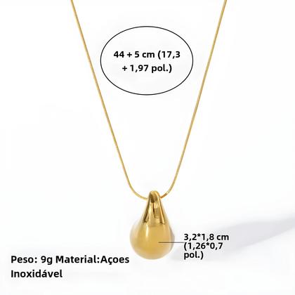 Imagem de Conjunto de Colar e Brincos com Pingente de Gotas de Água em Aço Inoxidável Dourado - Joias para Mulheres