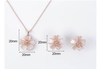 Imagem de Conjunto De Colar E Brincos Com Pingente Flor De Cerejeiras