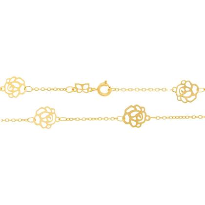 Imagem de Conjunto De Colar E Brincos Rommanel Rosas Vazadas Banhados Ouro 18k