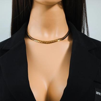 Imagem de Conjunto De Colar E Pulseira De Corrente Larga Dourada Para Mulheres E Meninas Em Aço Inoxidável