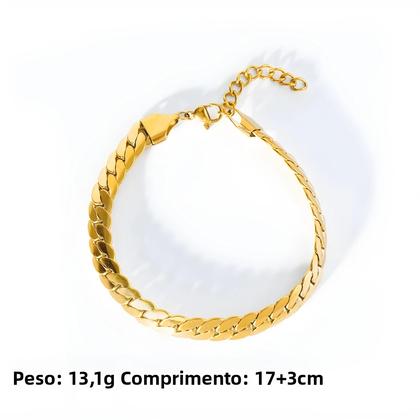Imagem de Conjunto De Colar E Pulseira De Corrente Larga Dourada Para Mulheres E Meninas Em Aço Inoxidável