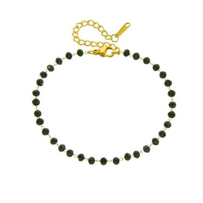 Imagem de Conjunto De Colar E Pulseira Feminino Em Aço Inoxidável Com Pedra De Vidro Preta Joias Não