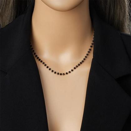 Imagem de Conjunto De Colar E Pulseira Feminino Em Aço Inoxidável Com Pedra De Vidro Preta Joias Não
