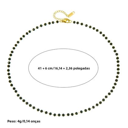 Imagem de Conjunto De Colar E Pulseira Feminino Em Aço Inoxidável Com Pedra De Vidro Preta Joias Não