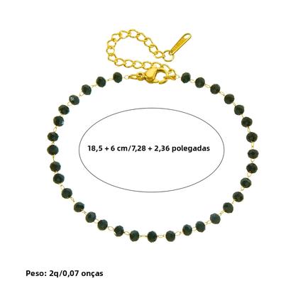 Imagem de Conjunto De Colar E Pulseira Feminino Em Aço Inoxidável Com Pedra De Vidro Preta Joias Não