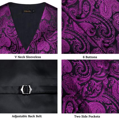 Imagem de Conjunto de colete e gravata DiBangu Formal Paisley para homens