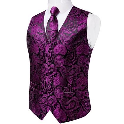 Imagem de Conjunto de colete e gravata DiBangu Formal Paisley para homens