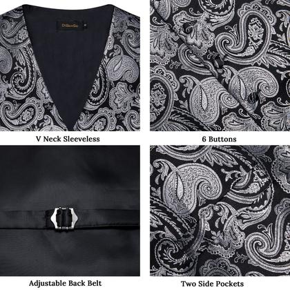 Imagem de Conjunto de colete e gravata DiBangu Formal Paisley para homens