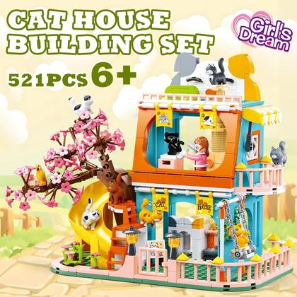 Imagem de Conjunto de construção Cat House com 8 gatos e bonecas compatíveis com Lego Friends