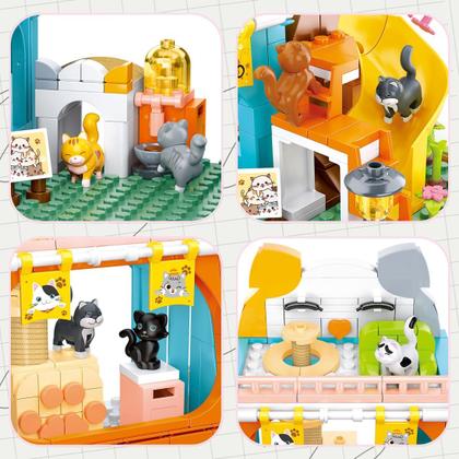 Imagem de Conjunto de construção Cat House com 8 gatos e bonecas compatíveis com Lego Friends
