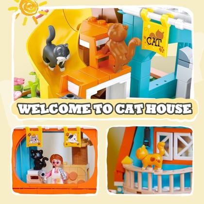 Imagem de Conjunto de construção Cat House com 8 gatos e bonecas compatíveis com Lego Friends