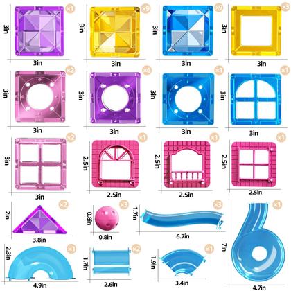 Imagem de Conjunto de construção de azulejos magnéticos PEADUCK 50PCS com Marbles Run