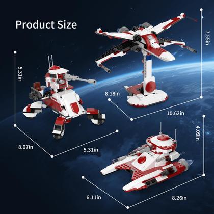 Imagem de Conjunto de construção QLT 3 em 1 Space Wars Space Wing Fighter de 6 anos ou mais