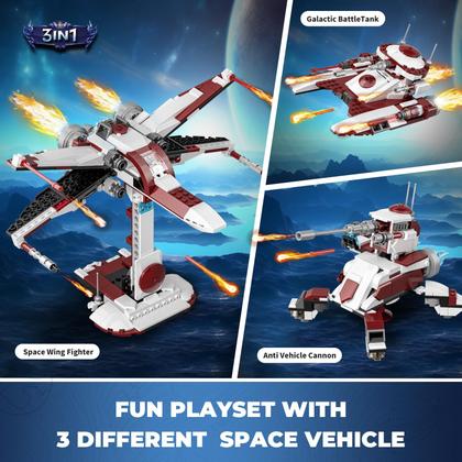 Imagem de Conjunto de construção QLT 3 em 1 Space Wars Space Wing Fighter de 6 anos ou mais