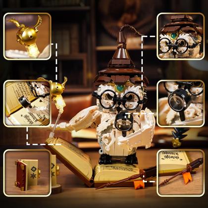 Imagem de Conjunto de construção QLT QIAOLETONG MOC Magic Owl Animal com 1162 unidades