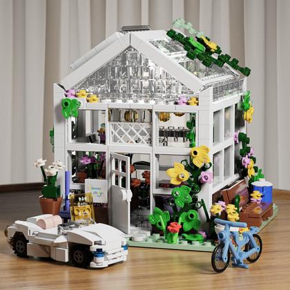 Imagem de Conjunto de Construção QLT White Flowers House (639 Peças) - Compatível com Lego