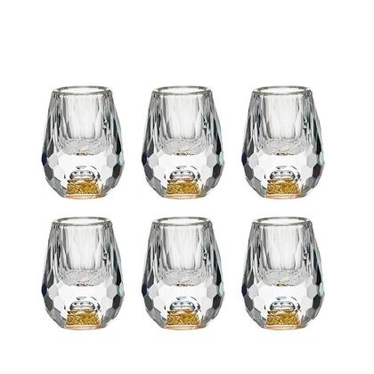 Imagem de Conjunto De Copos De Cristal Luxuoso Com Folha De Ouro Para Bebidas, 15ml, 1, 2, 4, 6 Peças,
