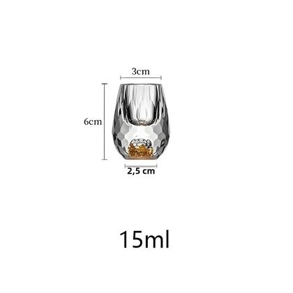 Imagem de Conjunto De Copos De Cristal Luxuoso Com Folha De Ouro Para Bebidas, 15ml, 1, 2, 4, 6 Peças,