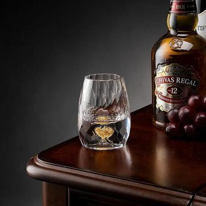 Imagem de Conjunto De Copos De Cristal Luxuoso Com Folha De Ouro Para Bebidas, 15ml, 1, 2, 4, 6 Peças,