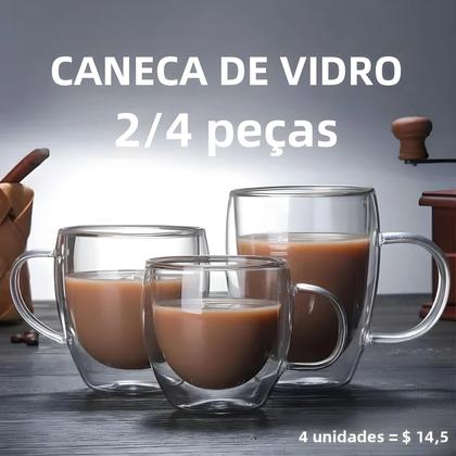 Imagem de Conjunto De Copos De Vidro Duplo Resistente Ao Calor Para Café, Whisky, Chá, Coquetel, Vodka E Vinho