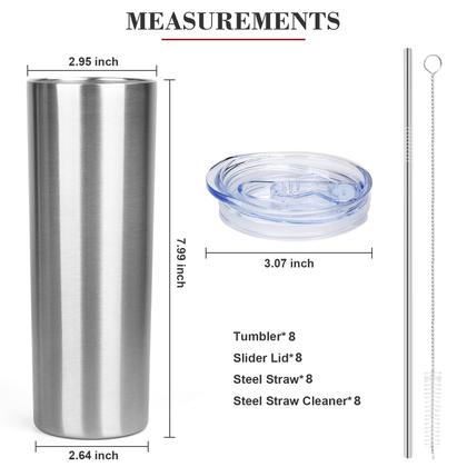 Imagem de Conjunto de copos FristChoice Skinny 590 ml em aço inoxidável prateado/8