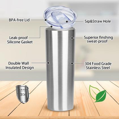 Imagem de Conjunto de copos FristChoice Skinny 590 ml em aço inoxidável prateado/8