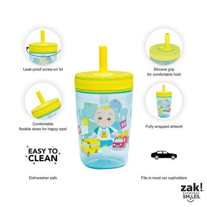 Imagem de Conjunto de Copos Zak Designs Cocomelon Kelso 450ml - Para Crianças