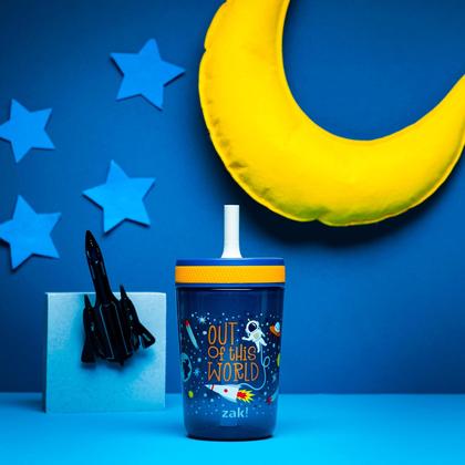 Imagem de Conjunto de copos Zak Designs Kelso 450 ml à prova de vazamentos com palha para crianças